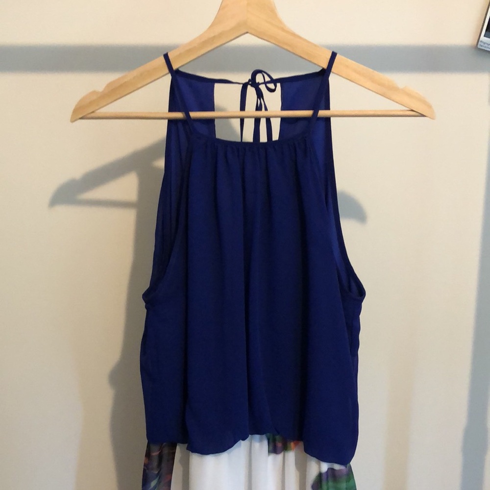Blue Floral Patterned Maxi Dress, size 4